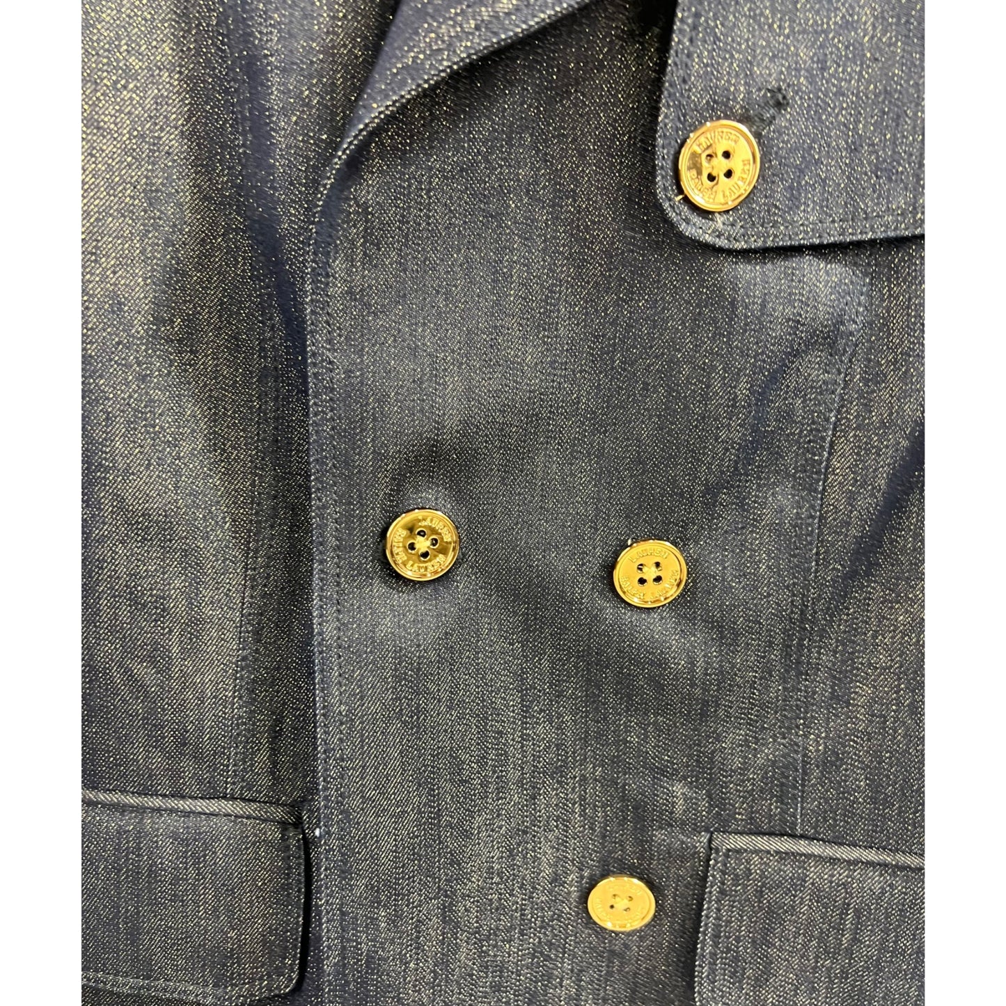 Lauren Ralph Lauren LRL Double Breasted Metallic Blue Denim P-Coat Women’s Sz. M