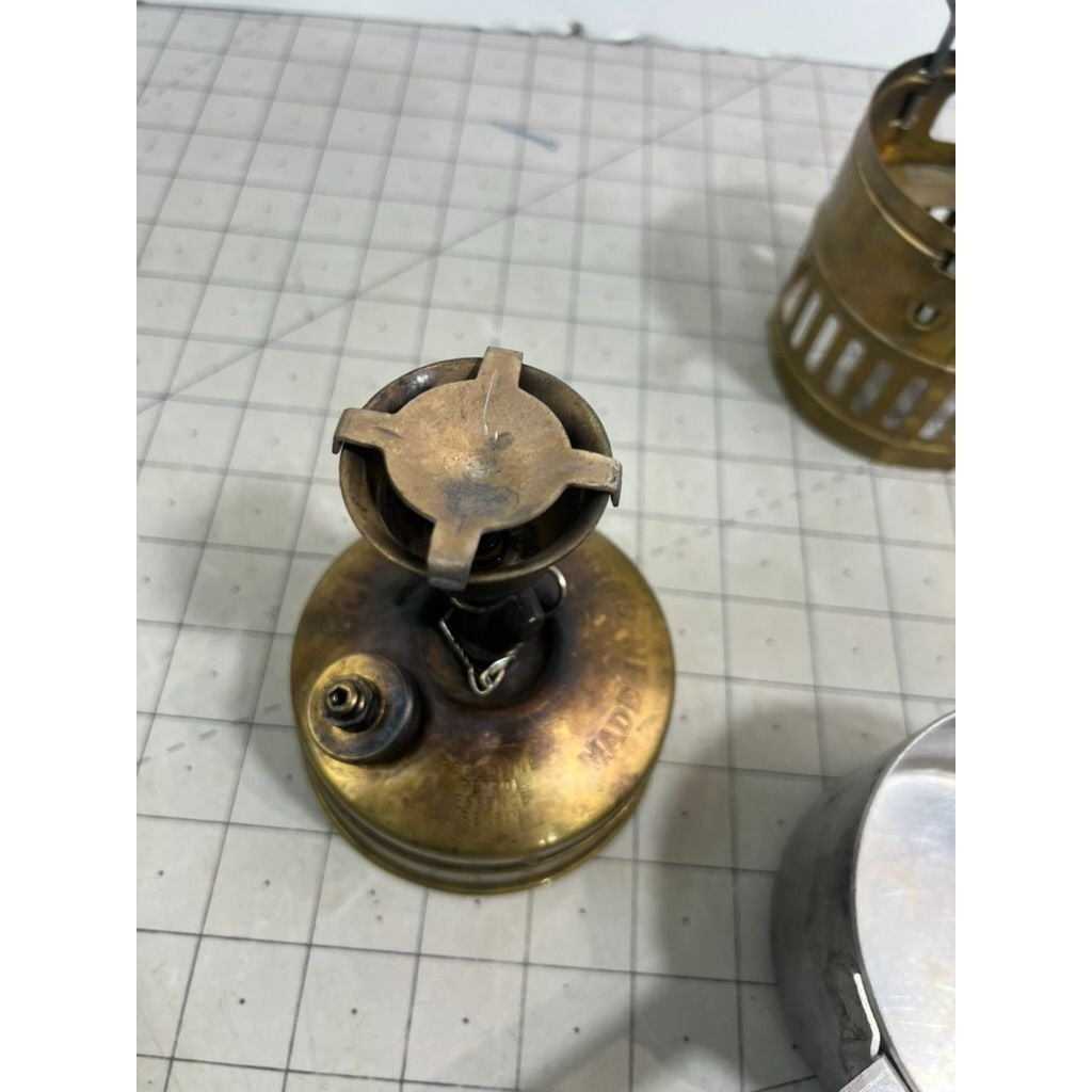 Vintage Brass Svea 123 Camping Stove Windshield & Aluminum Pot Sweden