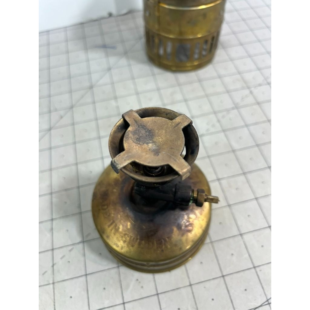 Vintage Brass Svea 123 Camping Stove Windshield & Aluminum Pot Sweden