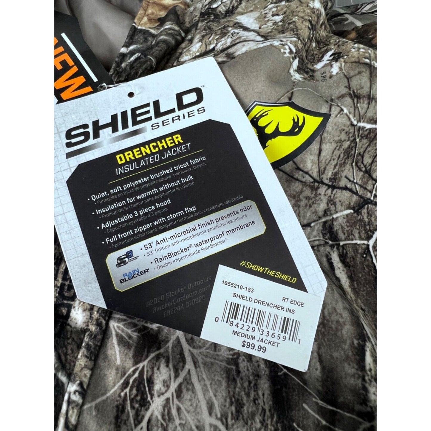 Men's Blocker Outdoors Shield Series Drencher Hunting Rain Jacket Medium Realtree Edge