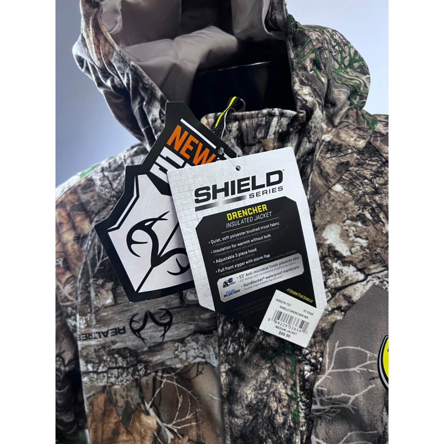 Men's Blocker Outdoors Shield Series Drencher Hunting Rain Jacket Medium Realtree Edge