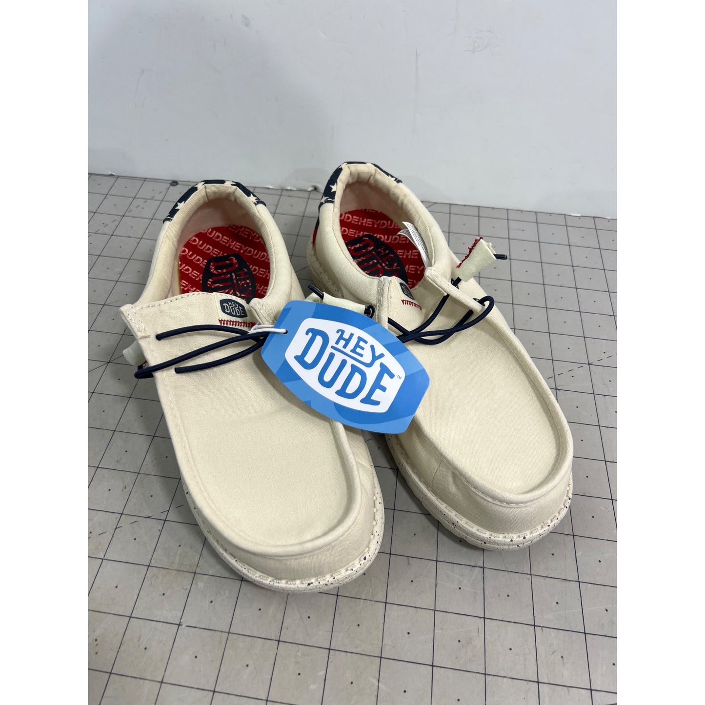 Hey Dude Men's Wally Americana Casual Shoes - Off White Sz. 7 New