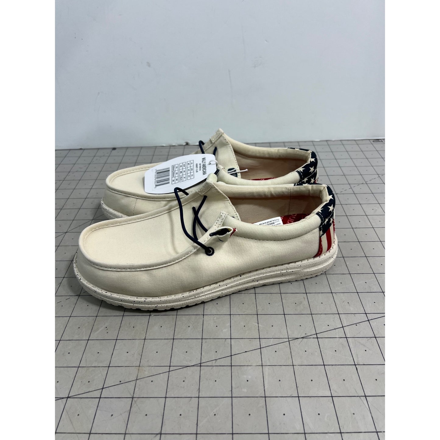 Hey Dude Men's Wally Americana Casual Shoes - Off White Sz. 7 New