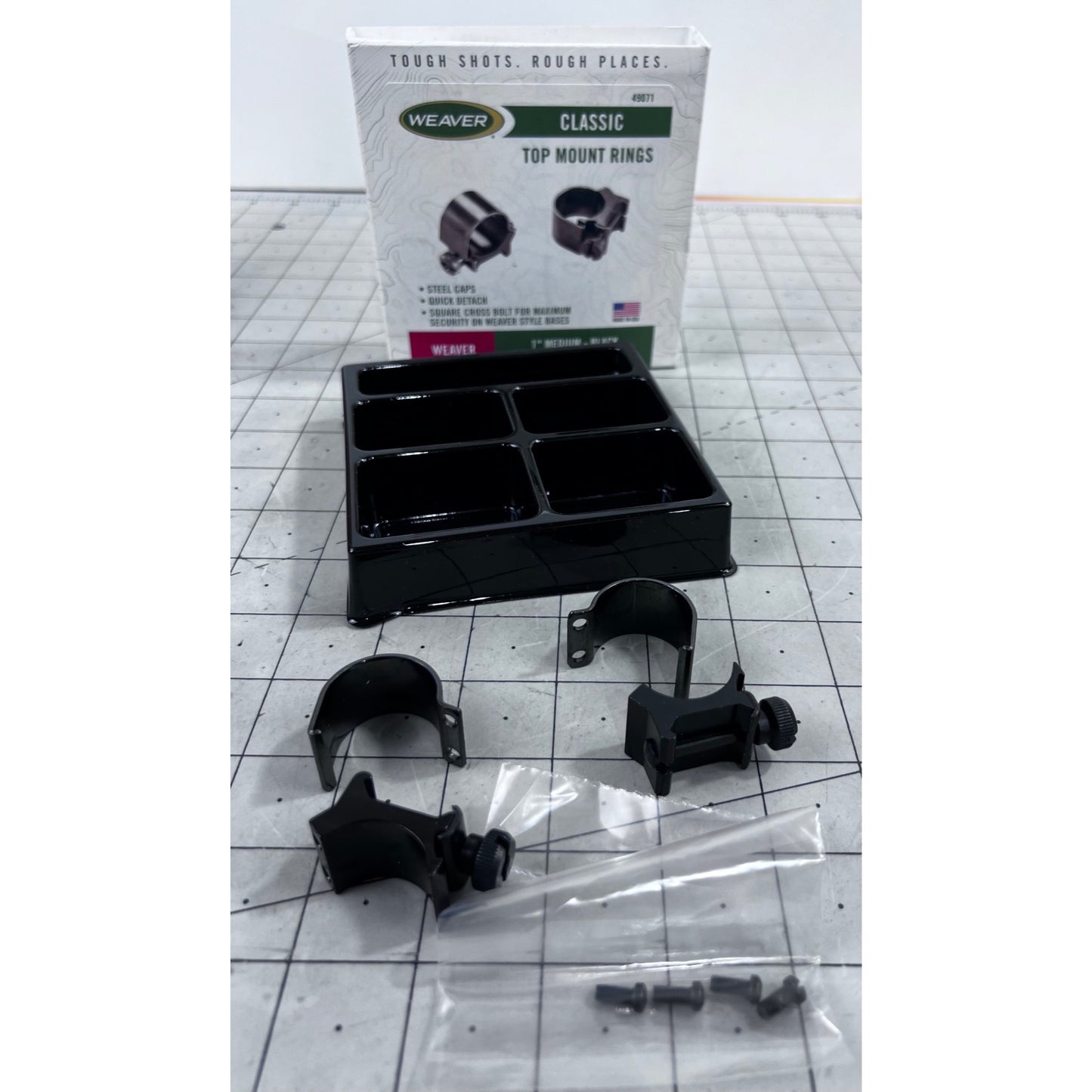 Weaver Classic 1" Medium Top Mount Rings Black #49071 New