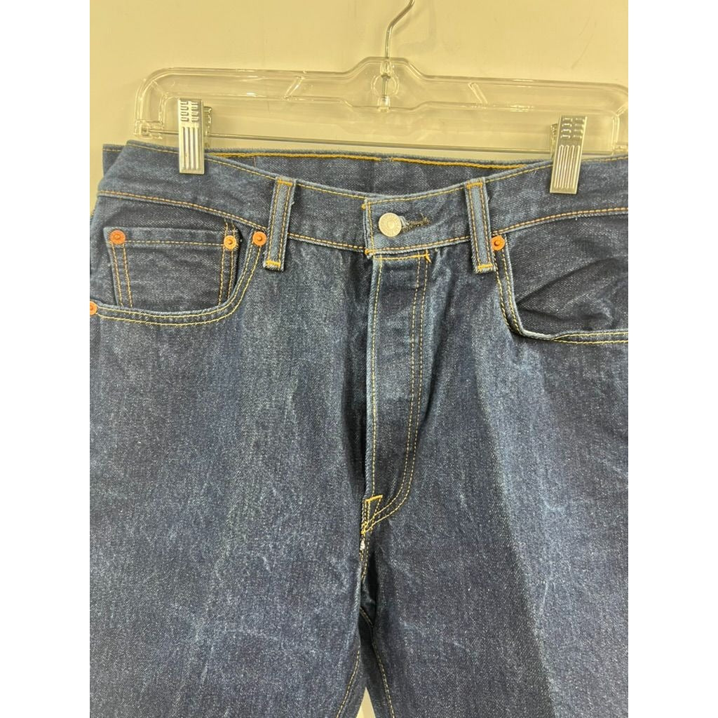 Levi’s 501 Original Fit Men’s Jeans 34x38 Dark Wash Denim Button Fly Meas. 33x35