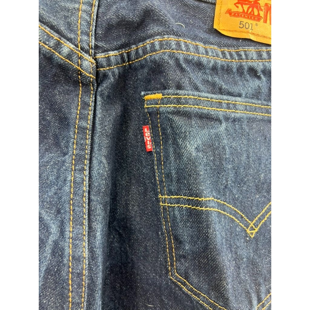 Levi’s 501 Original Fit Men’s Jeans 34x38 Dark Wash Denim Button Fly Meas. 33x35