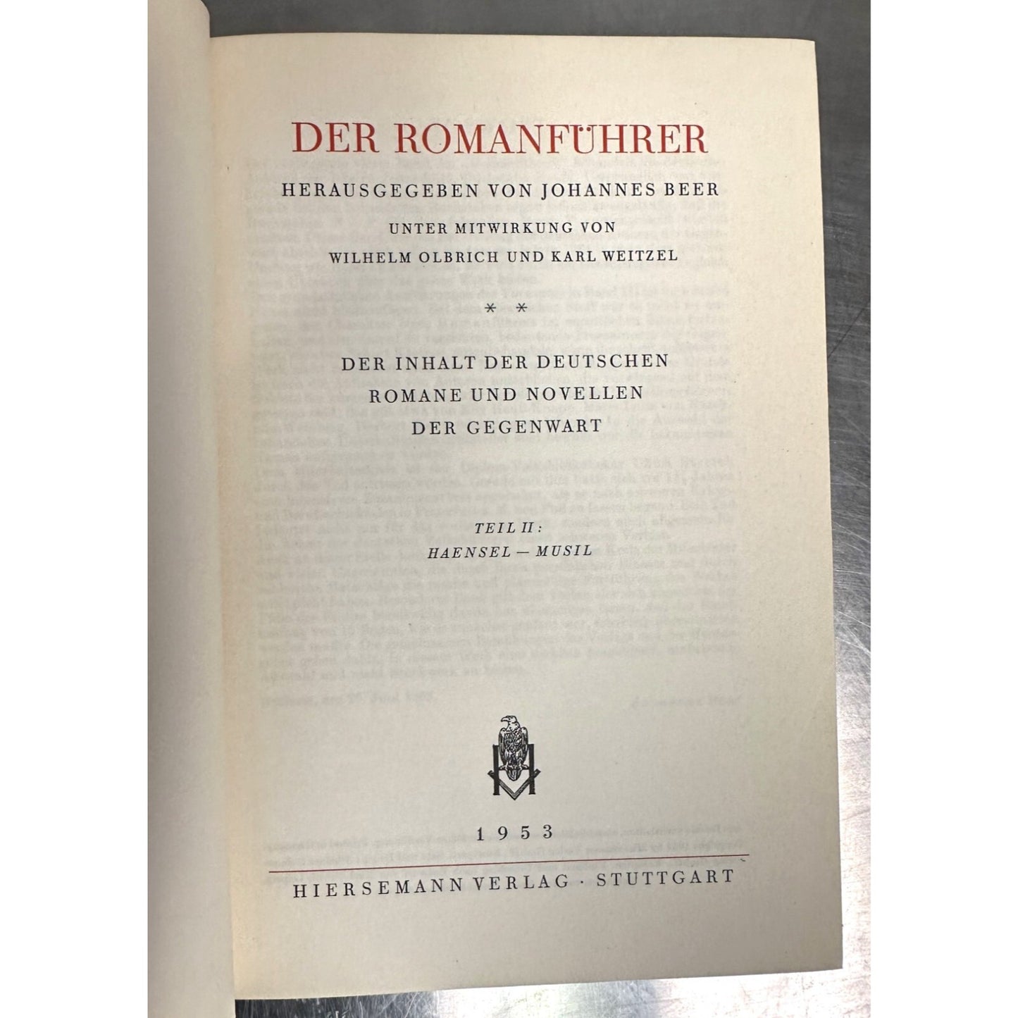 Der Romanführer Book Set By Wilhelm Olbrich German Literature Guide 4 Volumes 1950s Edition