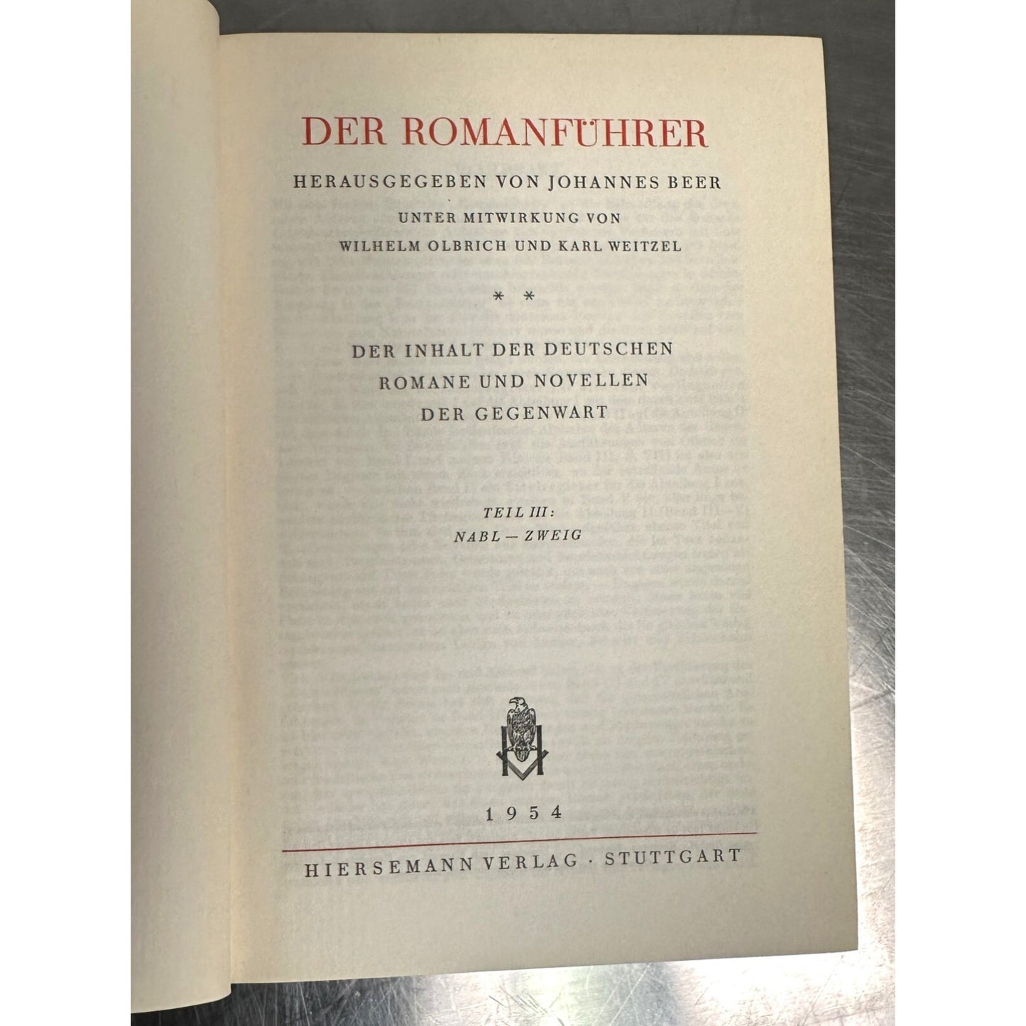 Der Romanführer Book Set By Wilhelm Olbrich German Literature Guide 4 Volumes 1950s Edition