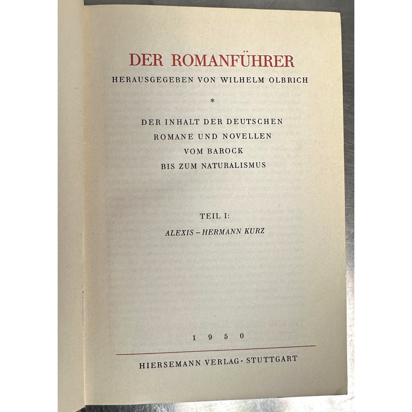 Der Romanführer Book Set By Wilhelm Olbrich German Literature Guide 4 Volumes 1950s Edition