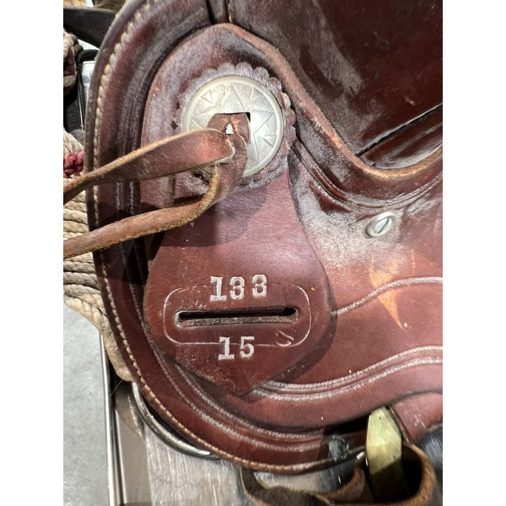Keystone Western Saddle 15" Seat Brown Leather Riding Roping Working Saddle