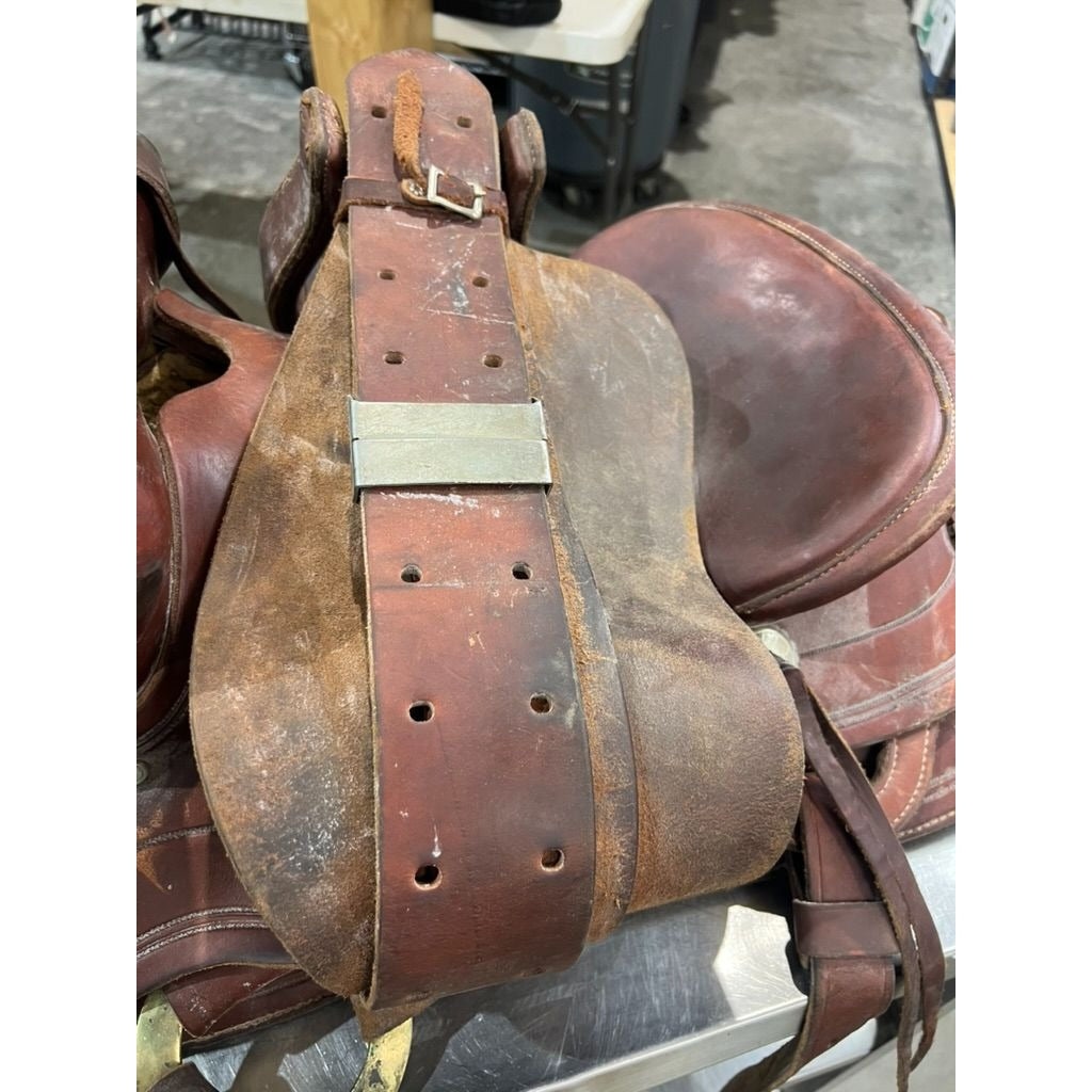 Keystone Western Saddle 15" Seat Brown Leather Riding Roping Working Saddle