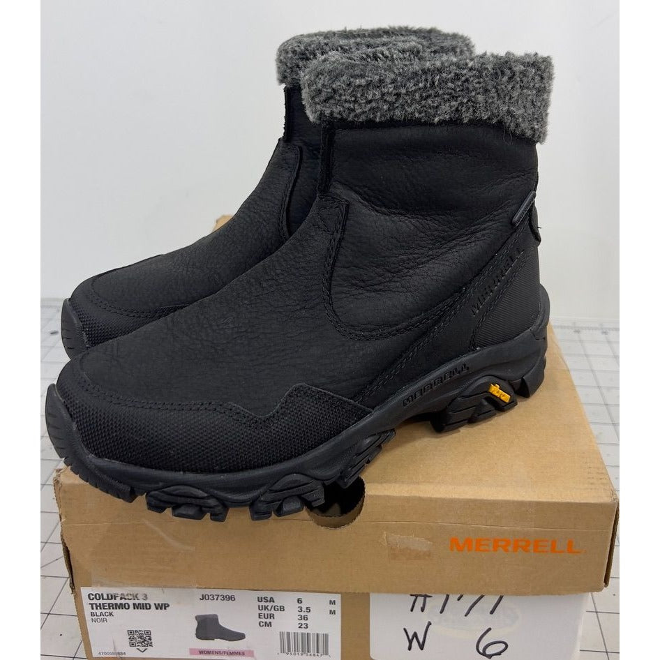 Merrell Coldpack 3 Thermo Mid Zip Waterproof Women's Shoes Black  Sz. 6 Leather