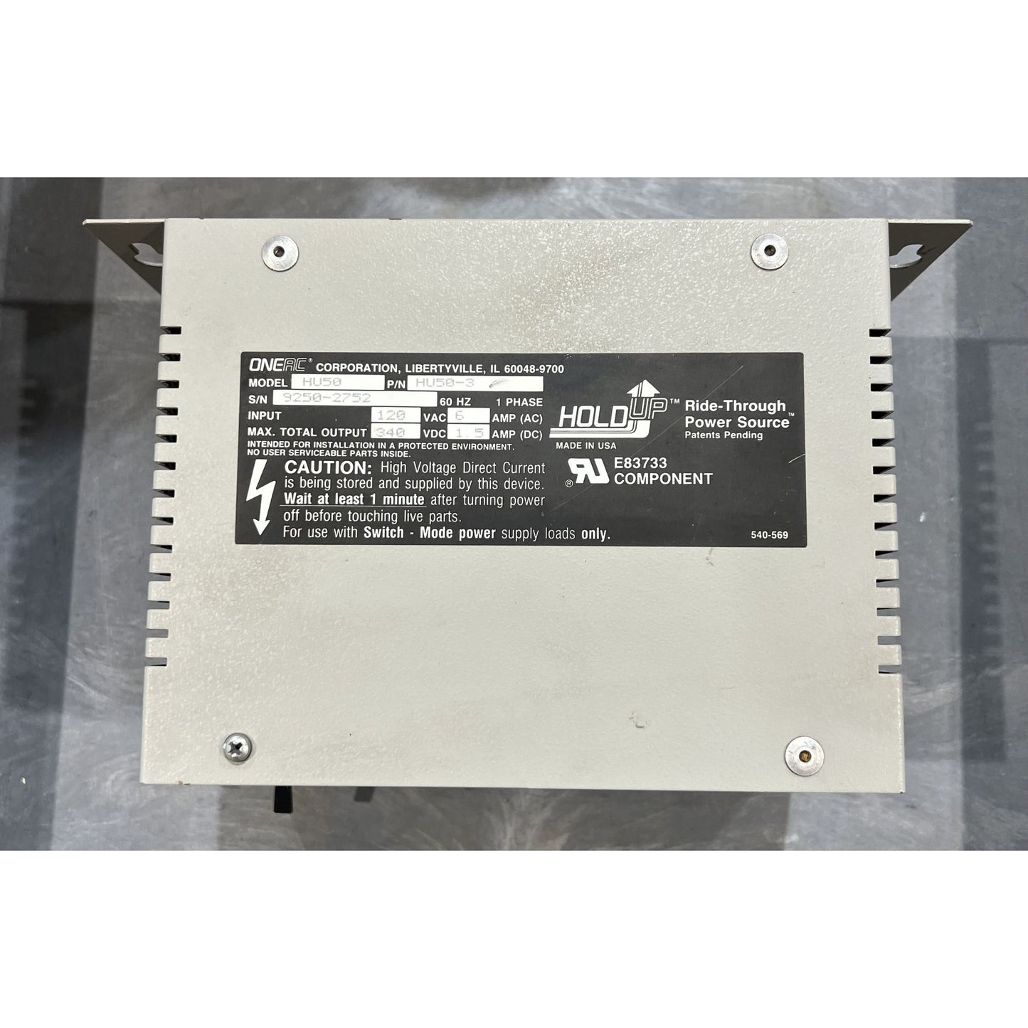 OneAC HU50 Ride-Through Power Source 6A 120 V Input 340VDC 1.5 A Output HOLD-UP