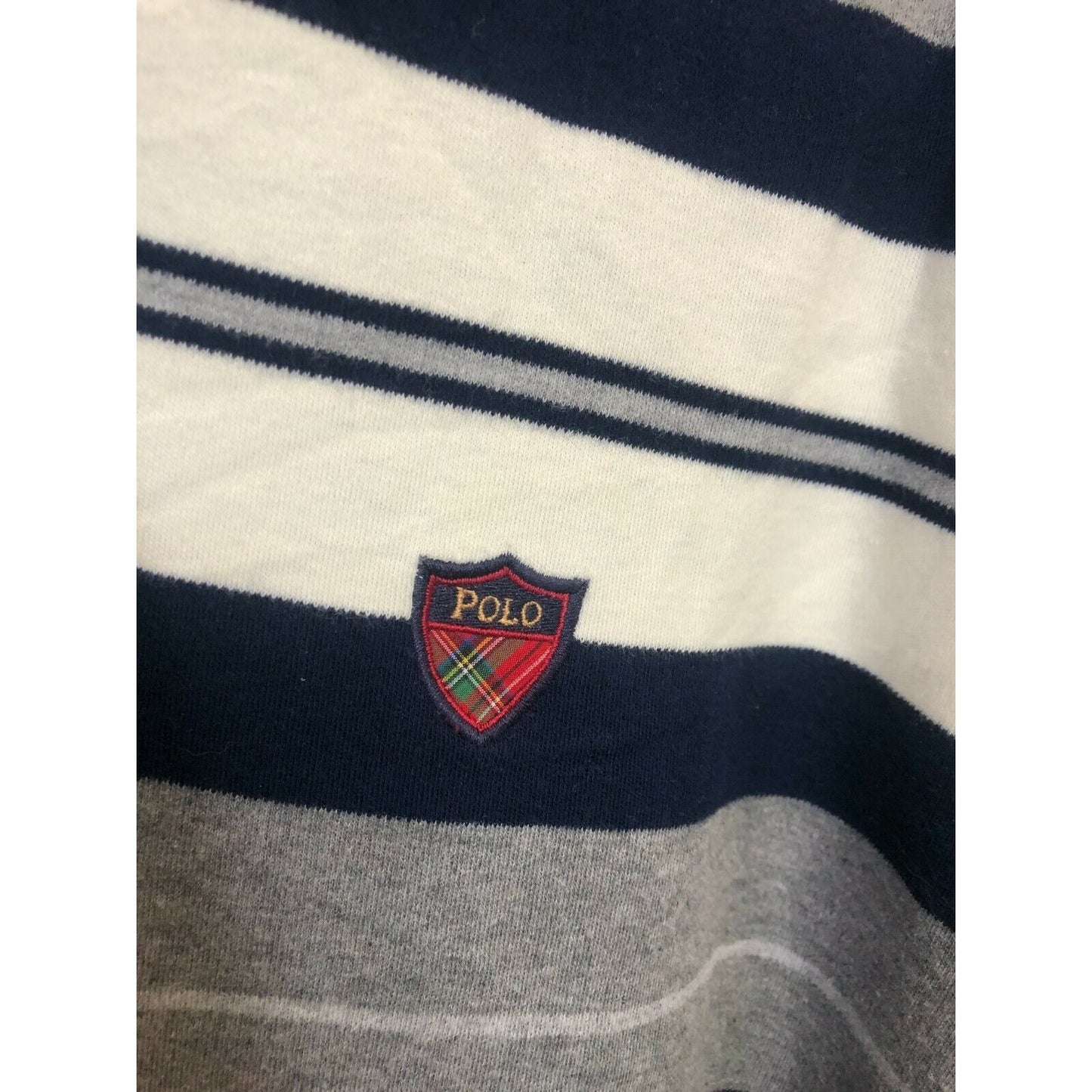 Ralph Lauren Polo Golf Men's Navy/Grey/Cream Striped 100% Cotton Polo Shirt XL