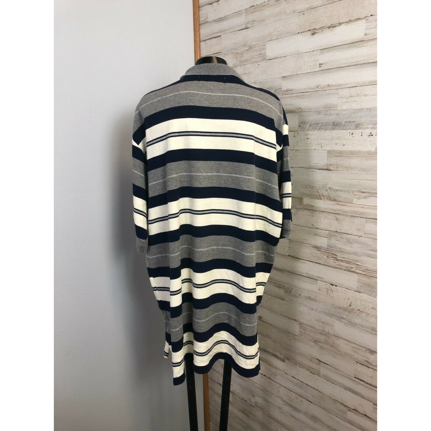 Ralph Lauren Polo Golf Men's Navy/Grey/Cream Striped 100% Cotton Polo Shirt XL