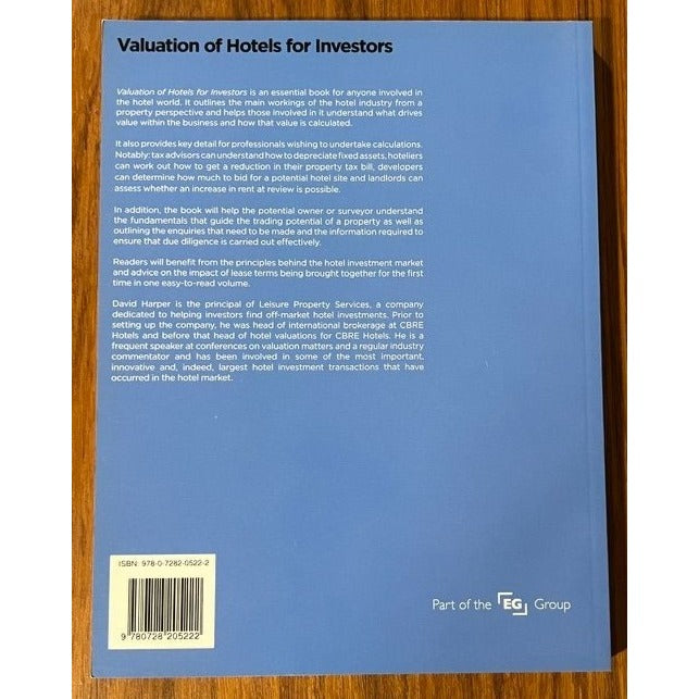 VALUATION OF HOTELS FOR INVESTORS By HARPER, DAVID (Paperback) Like New