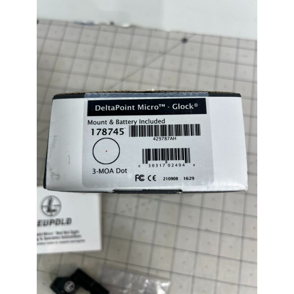 Leupold DeltaPoint Micro 3 MOA Dot Red Dot Sight, Glock, Matte Black, 178745 New