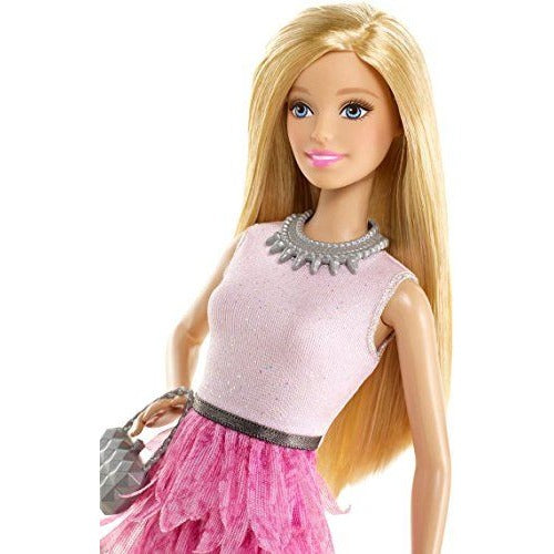 Barbie Fashionistas BCN36 Doll With Blond Hair & Pink Feathered Skirt Dress 2014