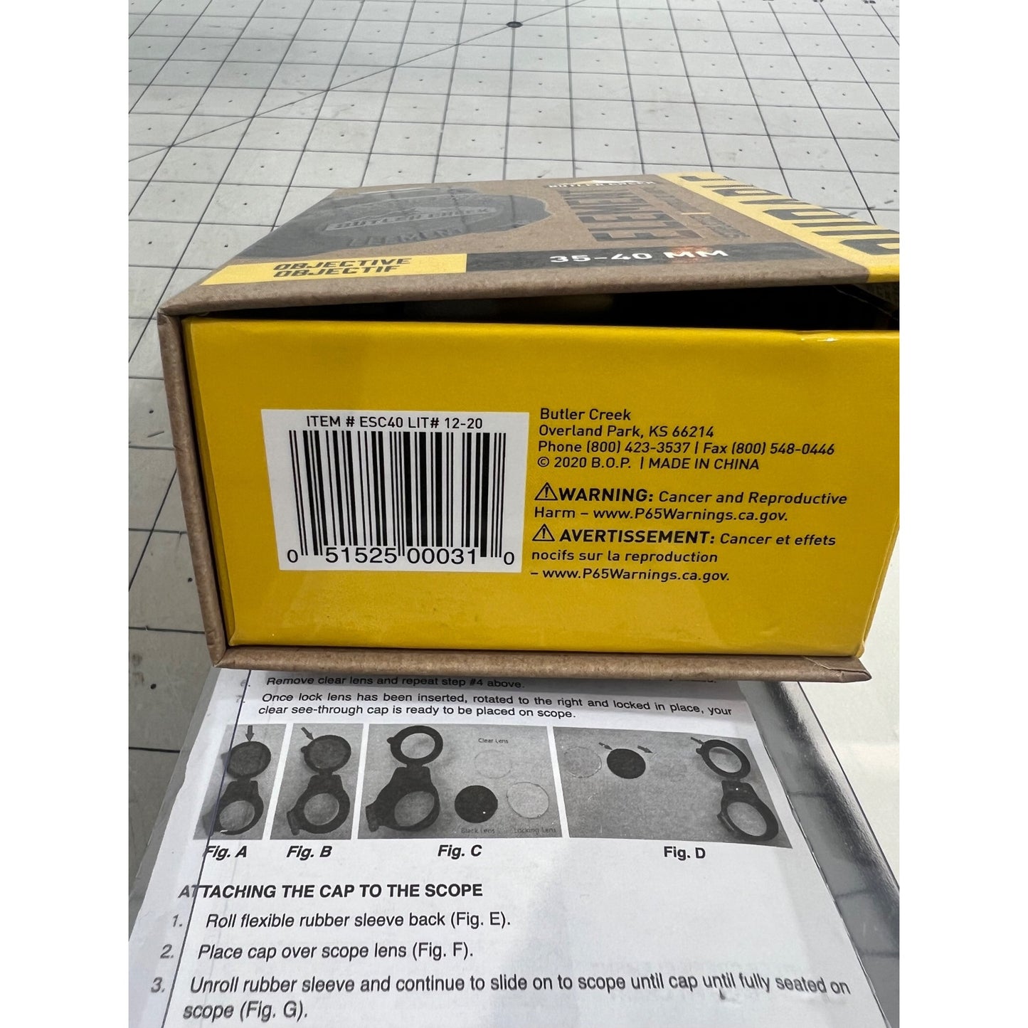 Butler Creek Element Scope Cover 35-40mm Objective Lens New Open Box Flip Up