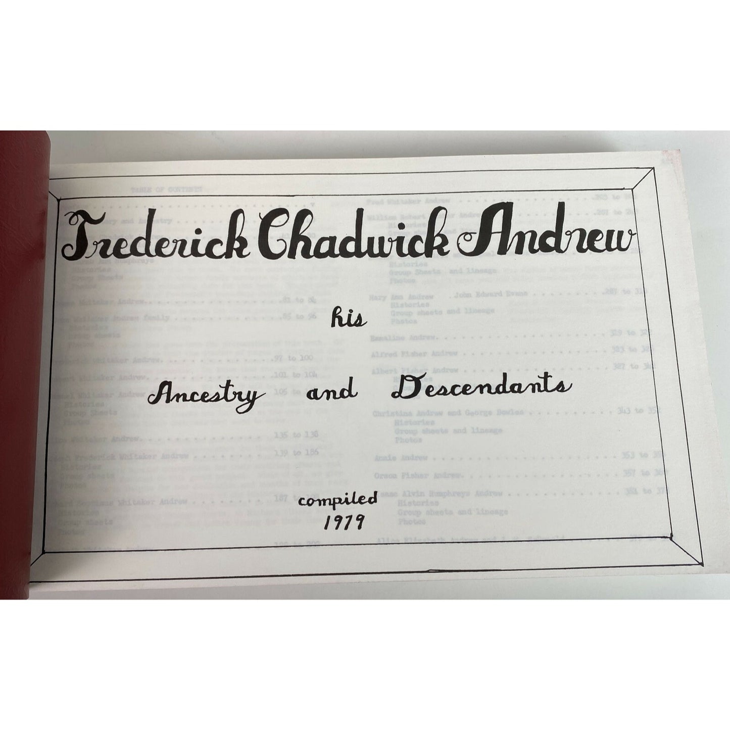 Ancestors & Descendants Of Frederick Chadwick Andrew Family History Genealogy 79