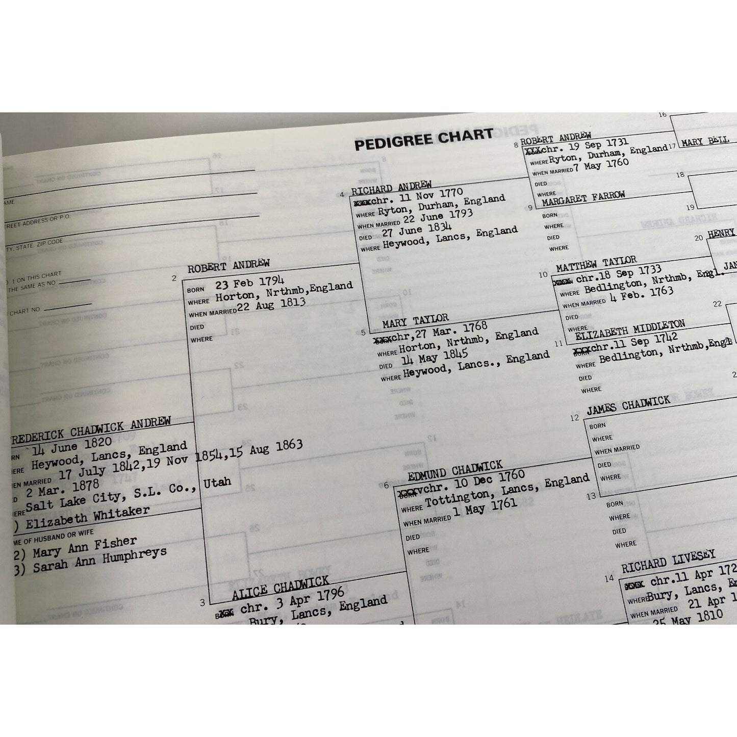 Ancestors & Descendants Of Frederick Chadwick Andrew Family History Genealogy 79