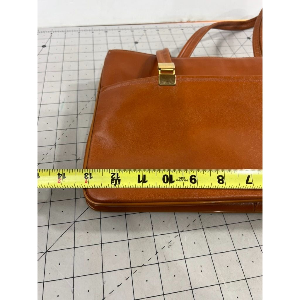 Vintage Chic De Paris Brown Leather Women’s Tote Bag Gold Accents 1970’s