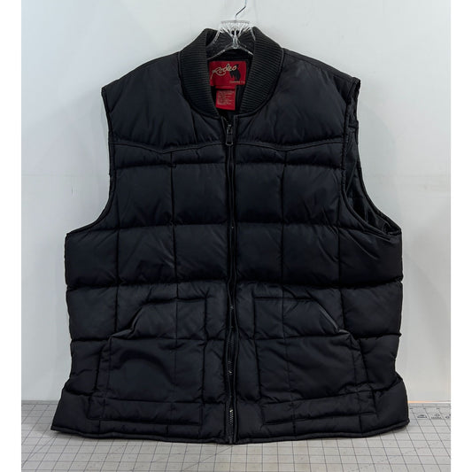 Rodeo Clothing Co. Men’s Black Quilted Puffer Vest 2XL Western Wear