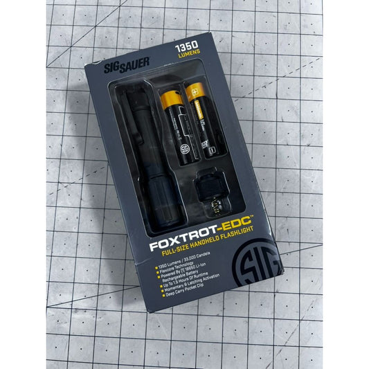 SIG SAUER FOXTROT-EDC Full-Size Rechargeable Flashlight, 1,350 Lumens, Black New