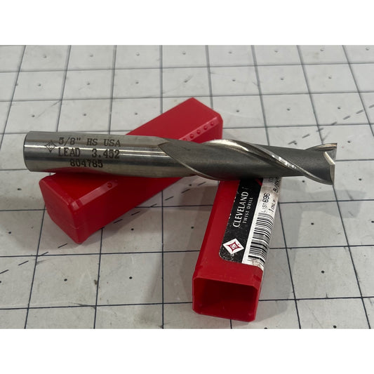 2-Flute HSS Square Single End Mill Cleveland HG-2 Bright 5/8"x5/8"x2"x4-1/8