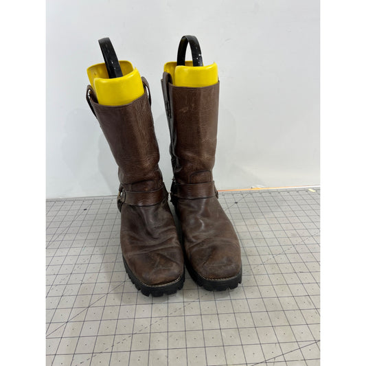 Vintage Frye Brown Leather Harness Boots Lug Sole - Men's Size 12