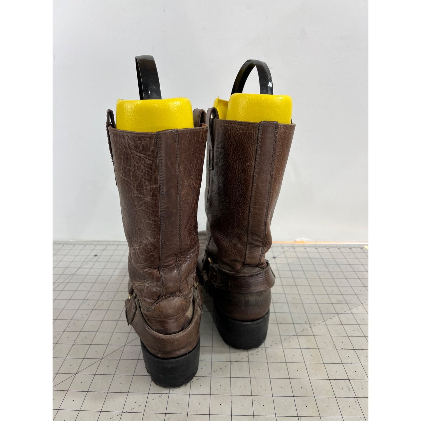 Vintage Frye Brown Leather Harness Boots Lug Sole - Men's Size 12