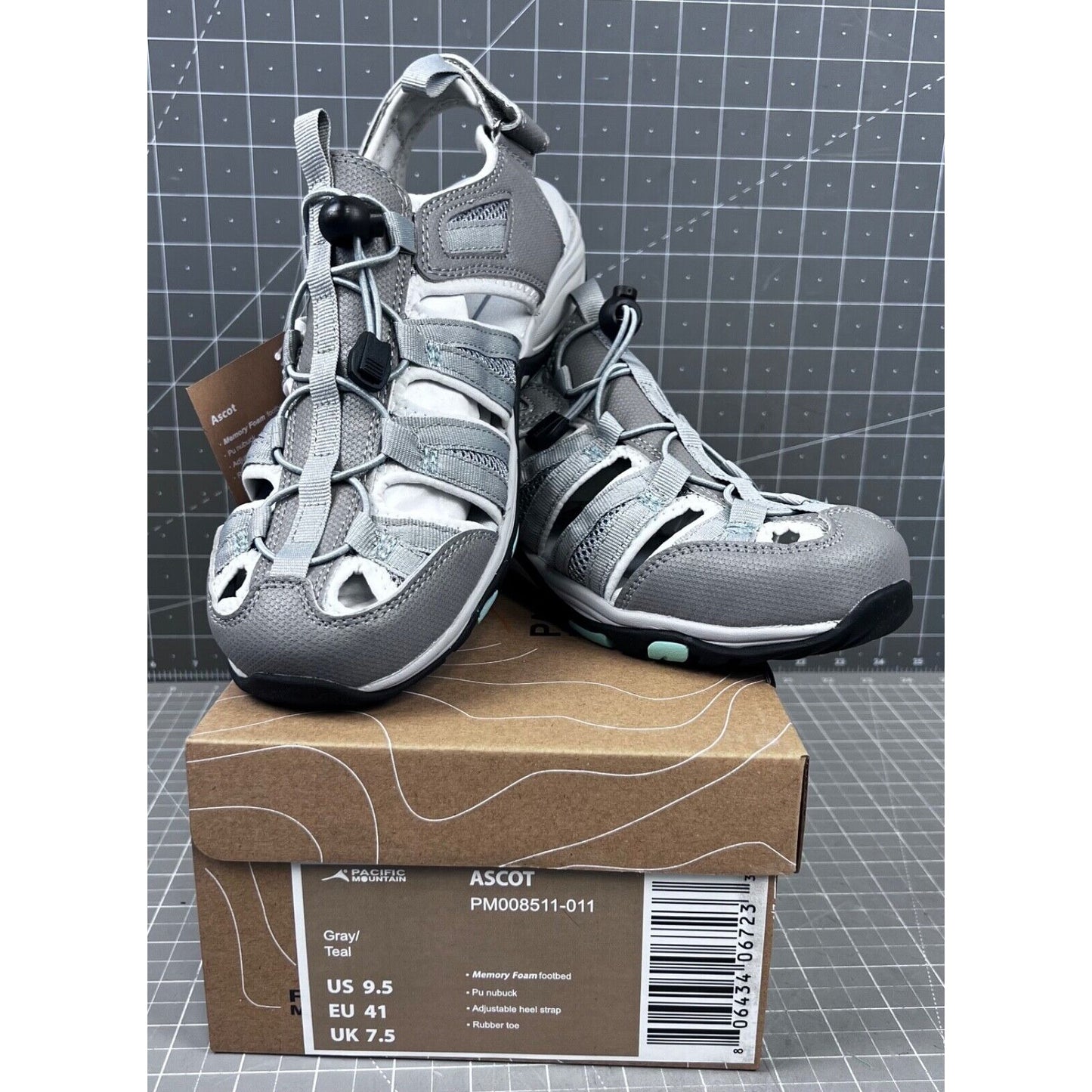 Pacific Mountain Ascot Sandal Women's 9.5 US Gray/Teal Water Fishing Outdoors ~~