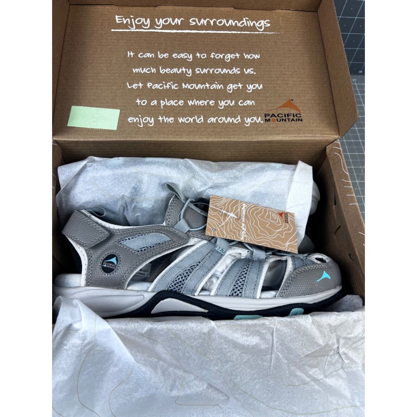 Pacific Mountain Ascot Sandal Women's 9.5 US Gray/Teal Water Fishing Outdoors ~~