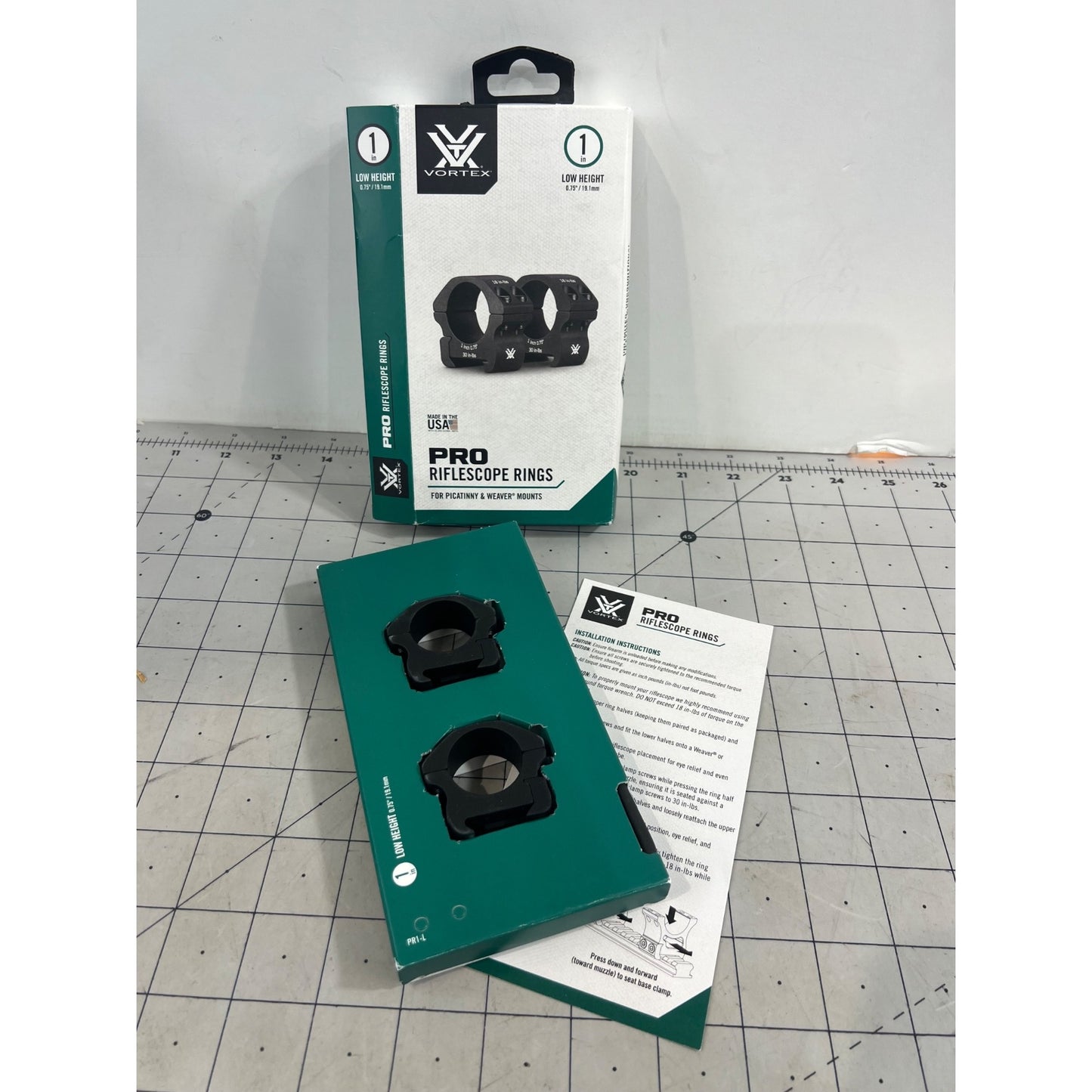 Vortex Pro Riflescope Rings 1" Low Height For Picatinny & Weaver Mounts NEW