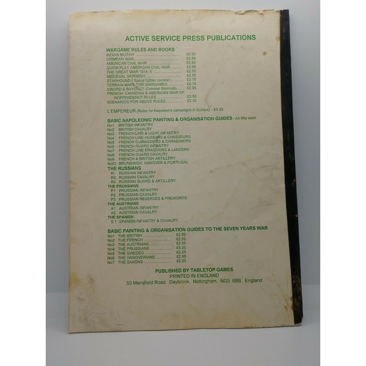 Terrain Maps For Competitive Wargamers By A. Smith & R. Hardy Tabletop Games '87