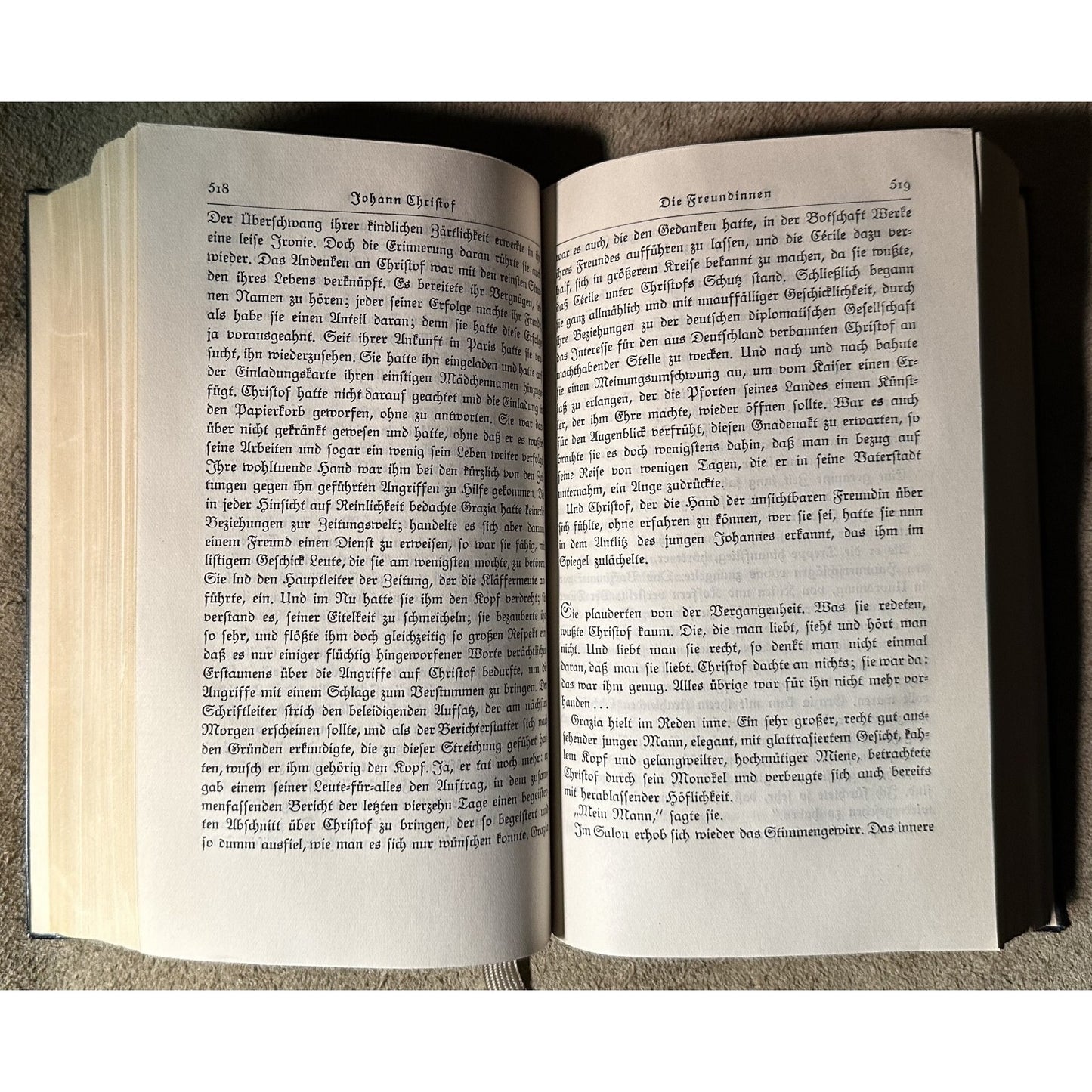 Romain Rolland Johann Christof 1927 German Edition Vol 1 & 2 Hardcover Blue Gold Detail