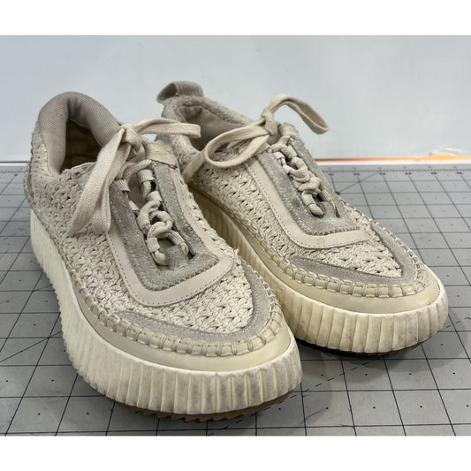 Woven Platform Sneakers Dolce Vida Beige Lace-Up Casual Shoes Women's Size 9