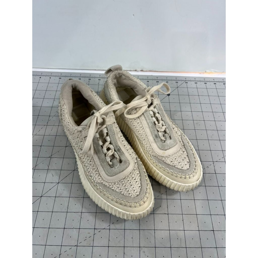 Woven Platform Sneakers Dolce Vida Beige Lace-Up Casual Shoes Women's Size 9