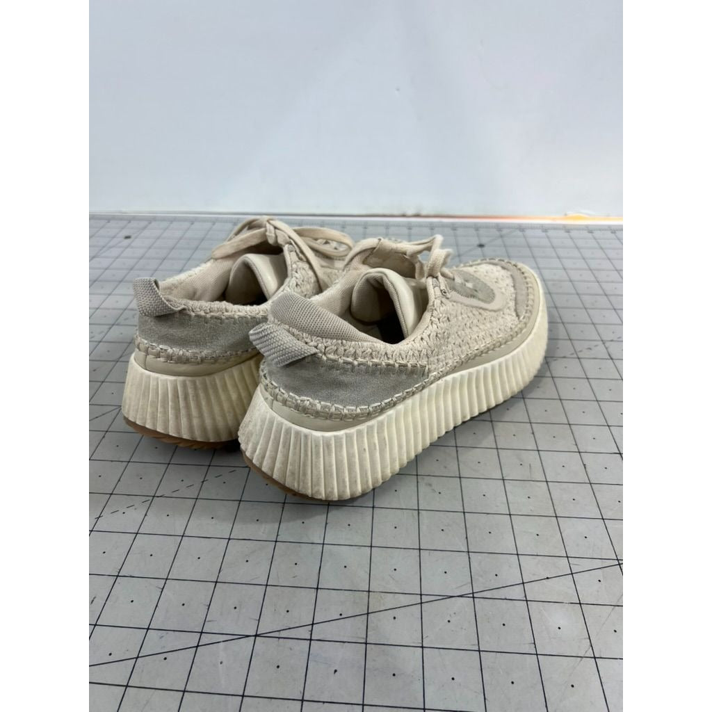 Woven Platform Sneakers Dolce Vida Beige Lace-Up Casual Shoes Women's Size 9