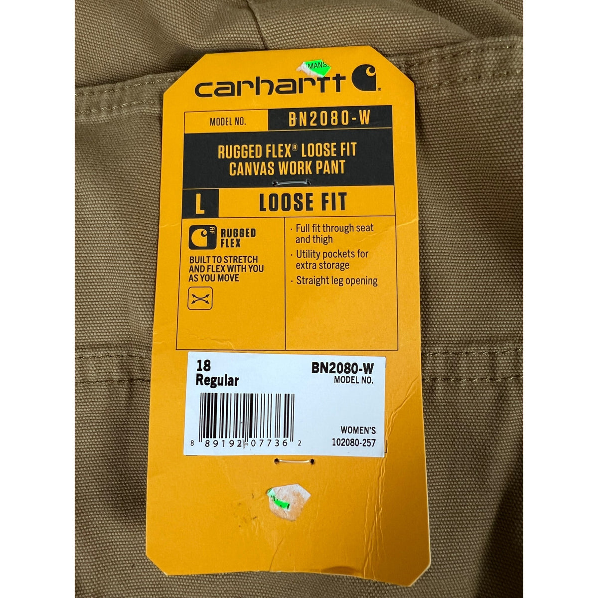 Rugged Flex Loose Fit Crawford Work Pants Women’s Yukon Sz 18 Reg BN2080-W