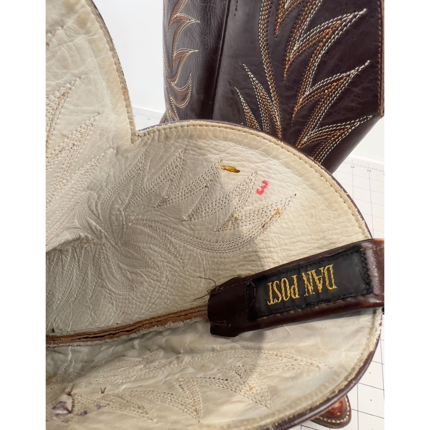 Vintage Dan Post Western Cowboy Boots Leather Sole Men's Size 8 Brown & Tan