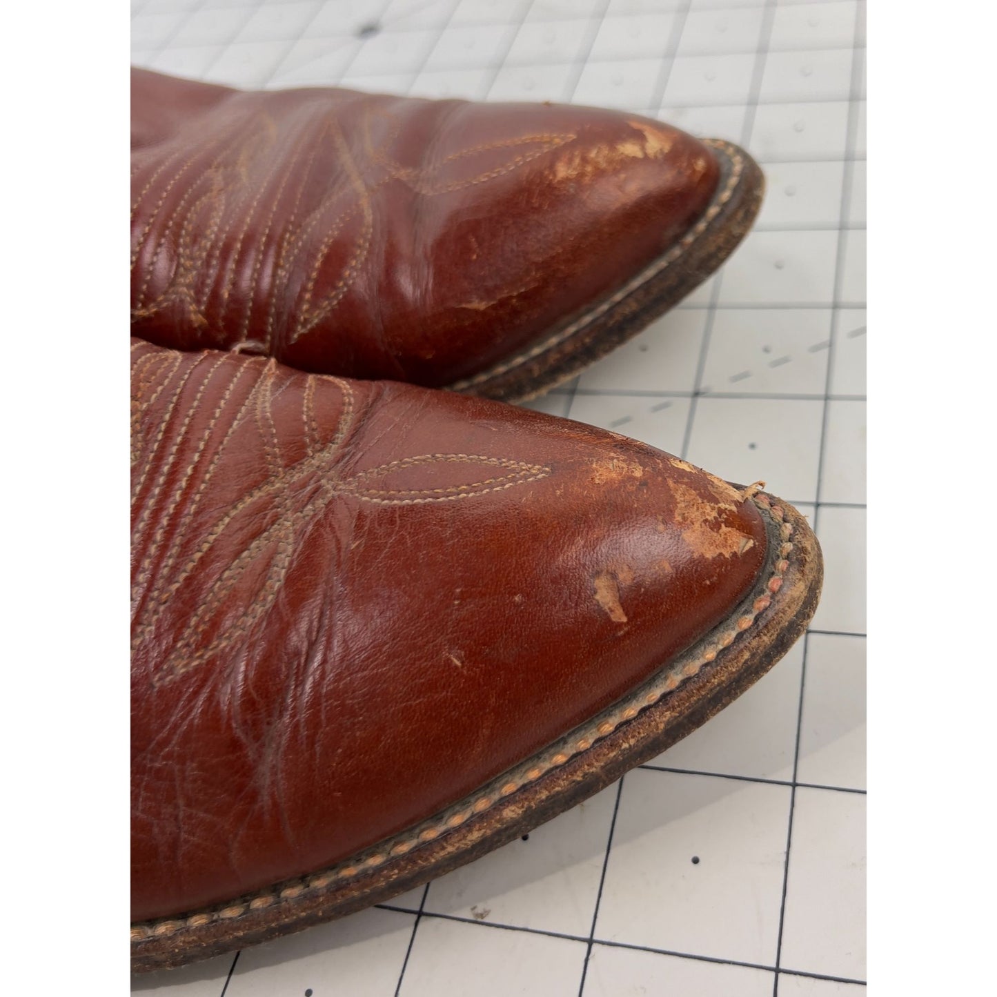 Vintage Dan Post Western Cowboy Boots Leather Sole Men's Size 8 Brown & Tan