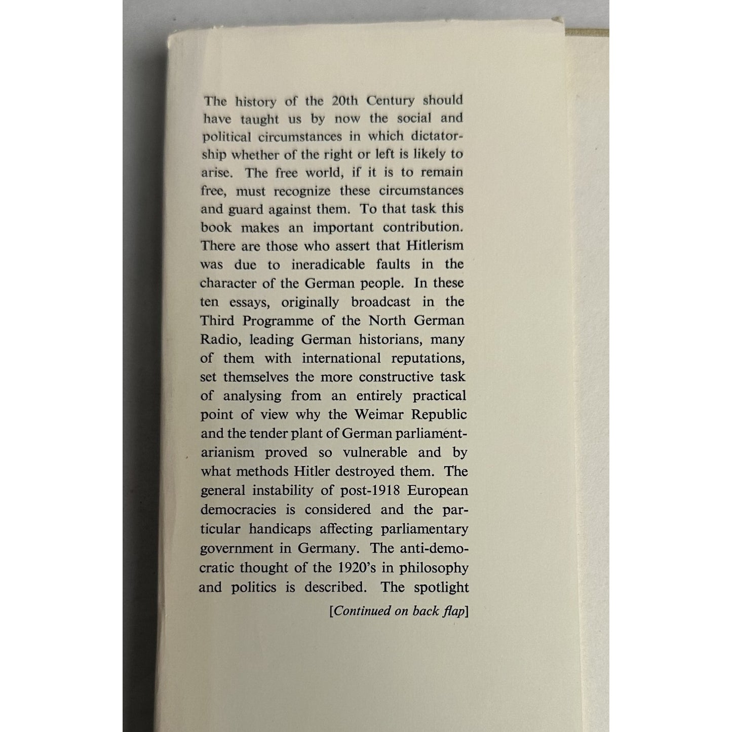 The Road To Dictatorship Germany 1918-1933 Oswald Wolff 1964 Hardcover Fine Condition