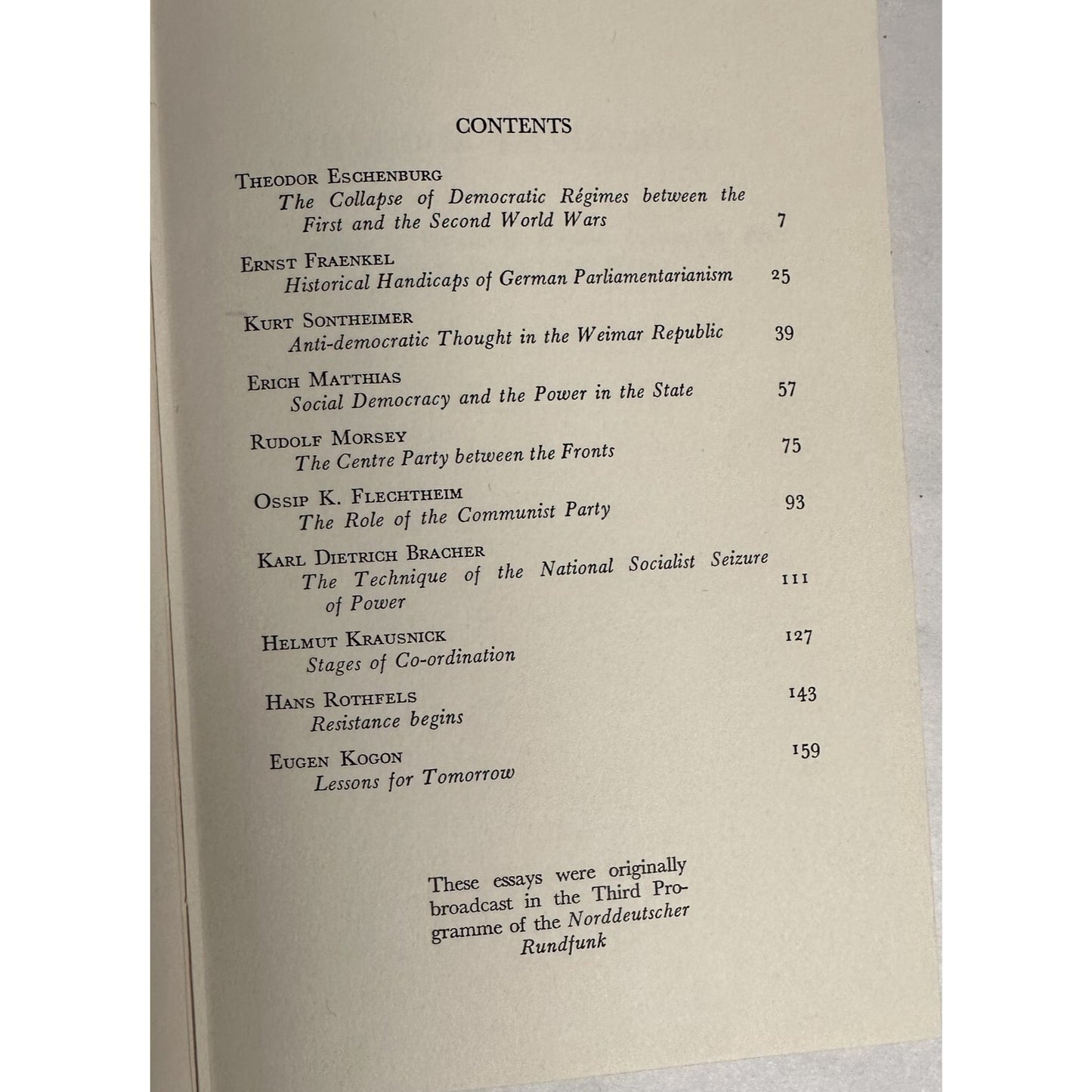 The Road To Dictatorship Germany 1918-1933 Oswald Wolff 1964 Hardcover Fine Condition