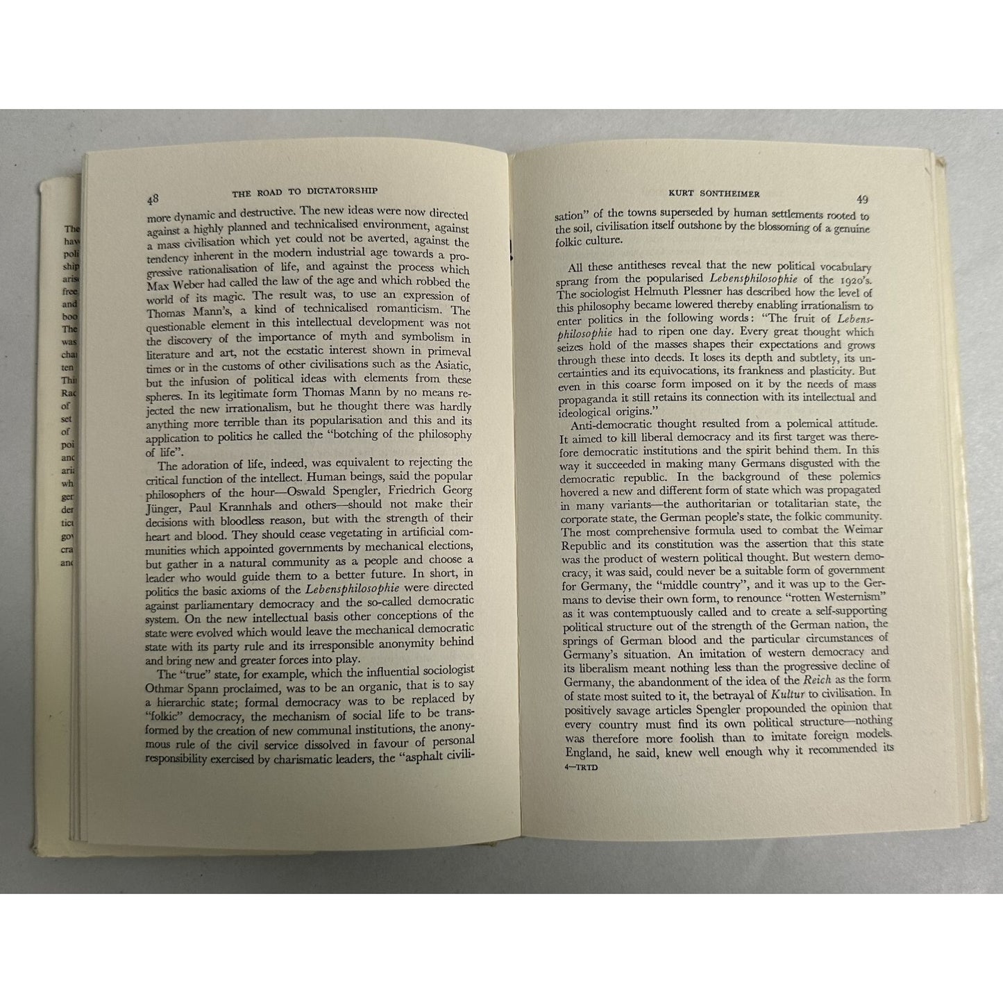 The Road To Dictatorship Germany 1918-1933 Oswald Wolff 1964 Hardcover Fine Condition
