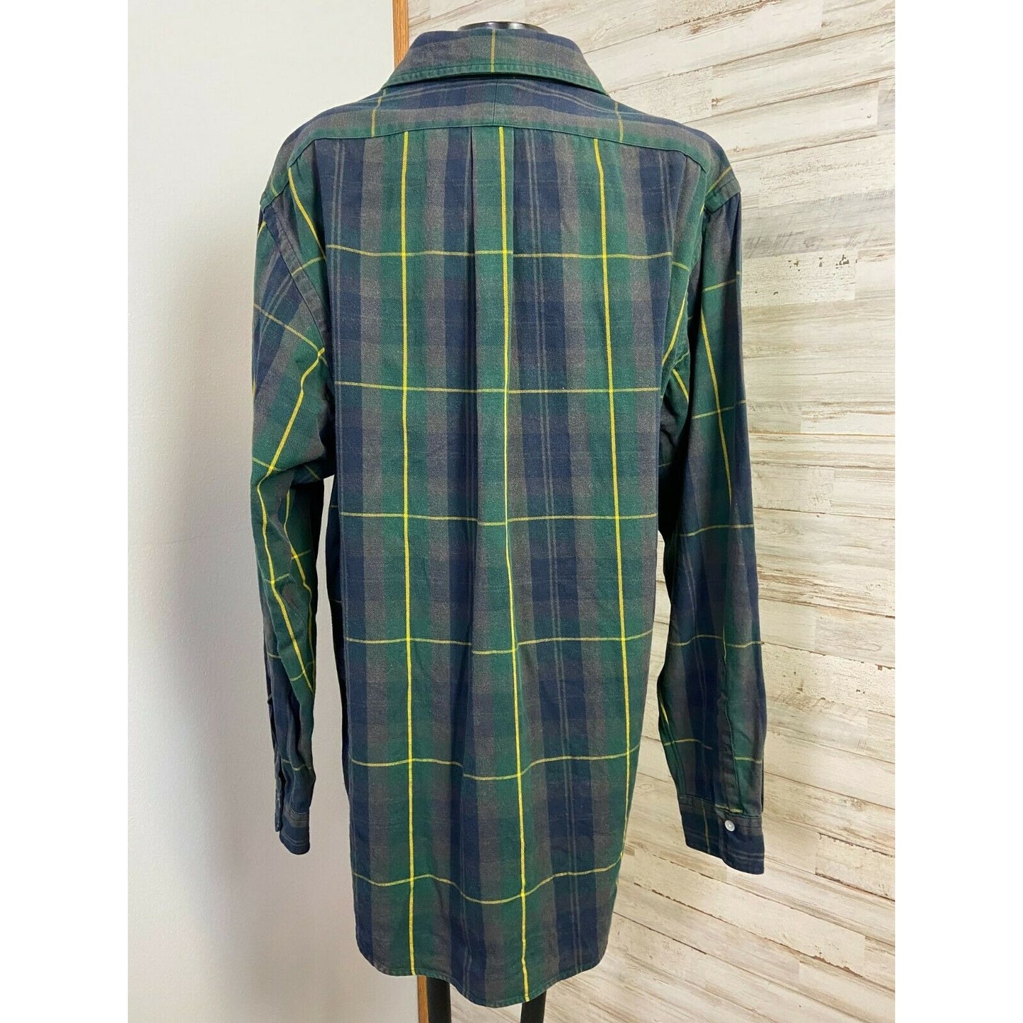 Ralph Lauren Blue Plaid Button-Down Shirt Mens XL 100% Cotton Long Sleeve Classic Fit