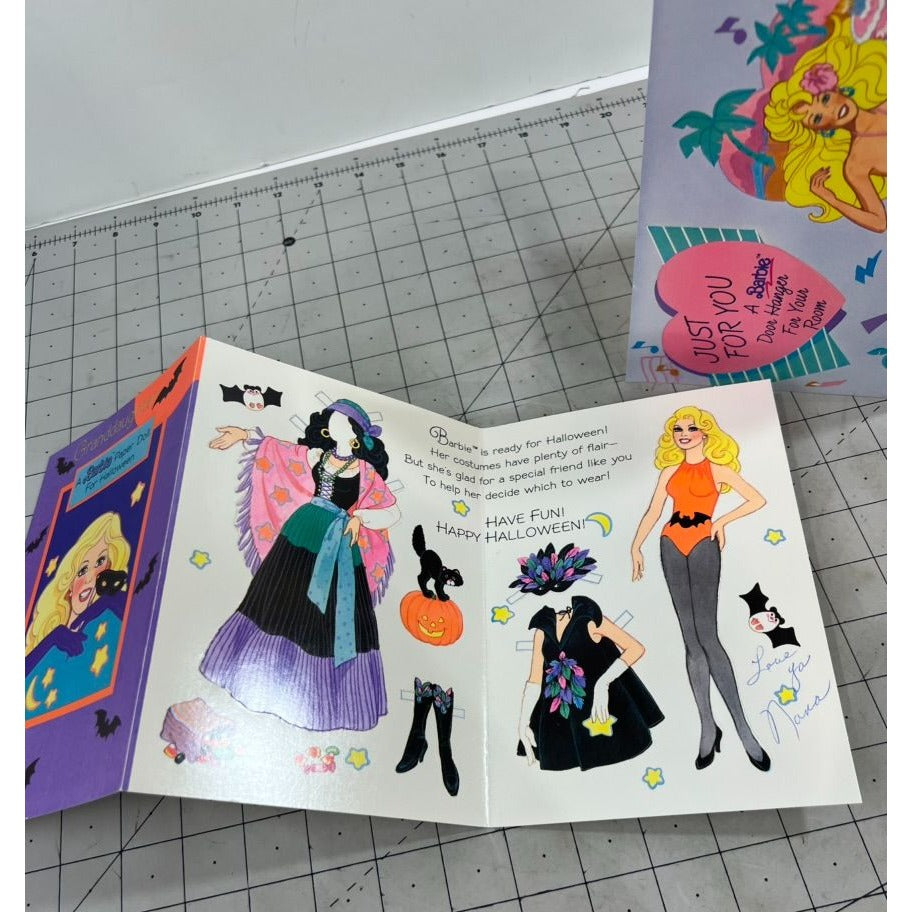 Vintage 1990's Paper Doll Barbie Cards Door Hanger Halloween