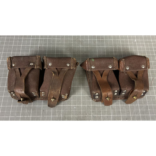 Russian Mosin Nagant Ammo Pouch Soviet Army Surplus 2-Pair Leather Canvas Vintage Military Gear