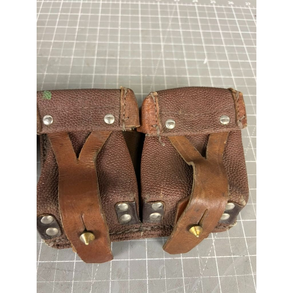 Russian Mosin Nagant Ammo Pouch Soviet Army Surplus 2-Pair Leather Canvas Vintage Military Gear