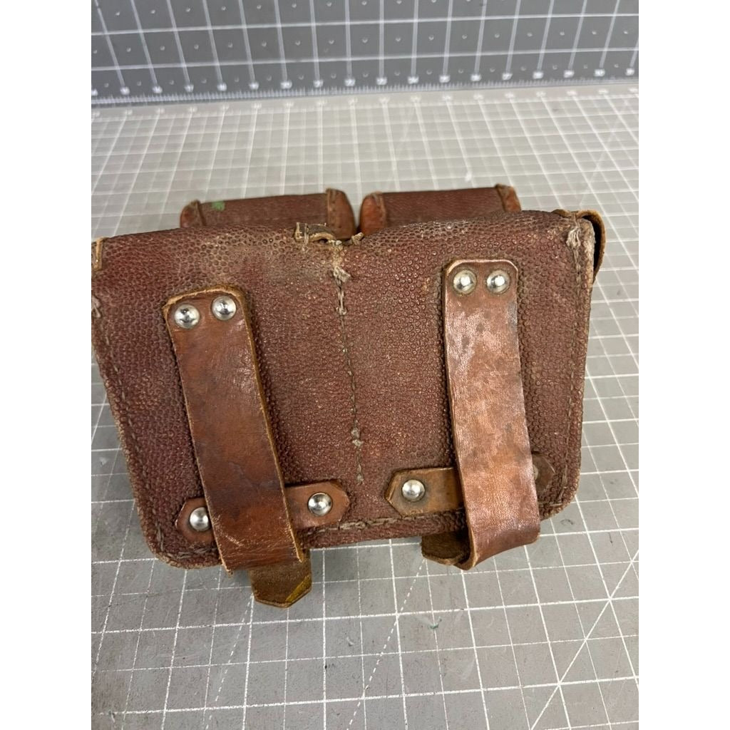 Russian Mosin Nagant Ammo Pouch Soviet Army Surplus 2-Pair Leather Canvas Vintage Military Gear